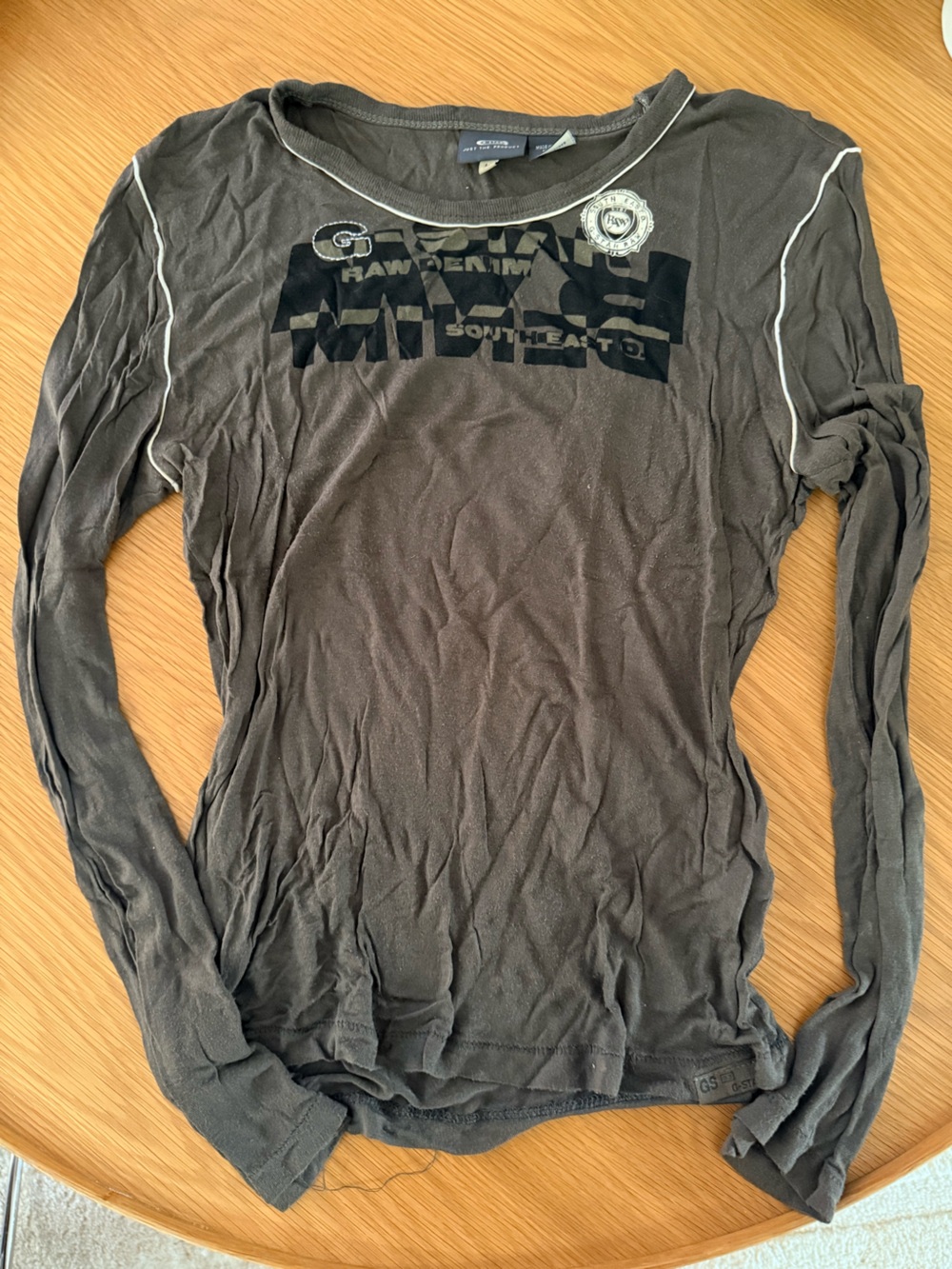 Vintage G-Star Long-Sleeve Gray Graphic Shirt